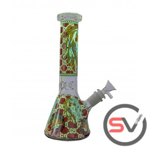 RASTA LION GLASS BEAKER 10inch (GLOW IN DARK)